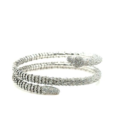 צמיד זהב לבן 18k עבודת מעצב דגם snake משובץ יהלומים טבעיים במשקל כולל של 5.64ct ניקיון vvs גוון D-F