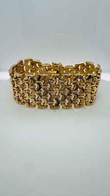 צמיד זהב 14k עבודת לולאות רחבה , חדש לגמרי, סוגר איכותי. משקל 55.87 גרם