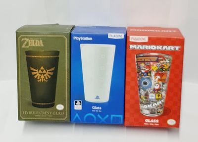 לוט של 3 כוסות ממותגות סופר מריו, סוני פלייסטיישן וזלדה