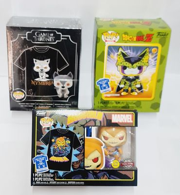 לוט של 3 מארזי פופ אנד טי מהדורה מיוחדת כולל חולצה טי שרט תואמת ובובת פופ ייחודית למארז (ראה 