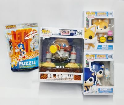 סט סוניק, פאזל, בובת פופ כולל צ'ייס ובובת פופ גדולה מהרגיל