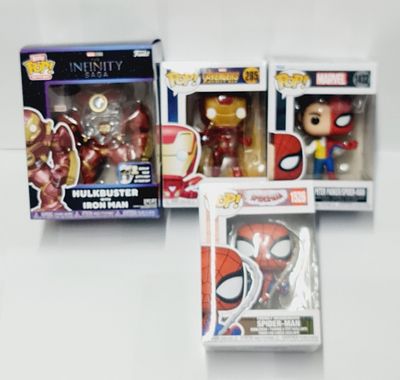 סט מארוול בובת ביטי רובוט גדולה ו 3 בובת פופ ספיידרמן ואיירון מן