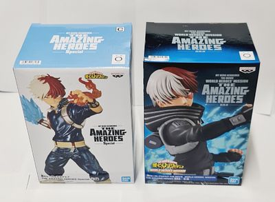 זוג פסלים איכותיים תוצרת בנדאי דגמי אנימה מסדרת the amazing heroes