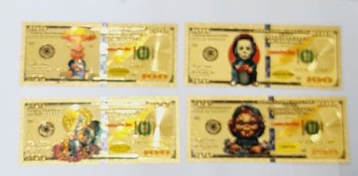 לוט של 4 שטרות חבורת הזבל מצופה זהב טהור