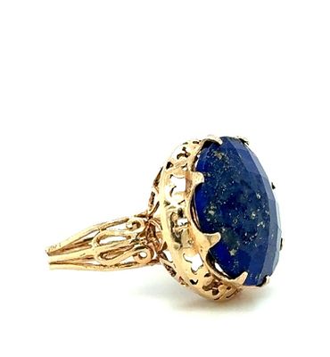 18K YELLOW GOLD 6.9G RING LAPIZ AZUL 10CT SIZE-55