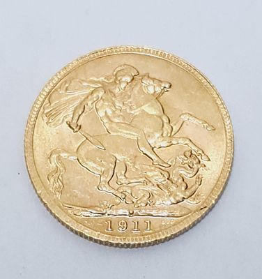 מטבע סוברין עשוי זהב 916 שנת 1911. כ 7.98 גרם