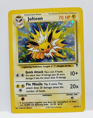 קלף פוקימון וינטאג הולו Jolteon שנת 2002 (ראה מצב הקלף בתמונות)