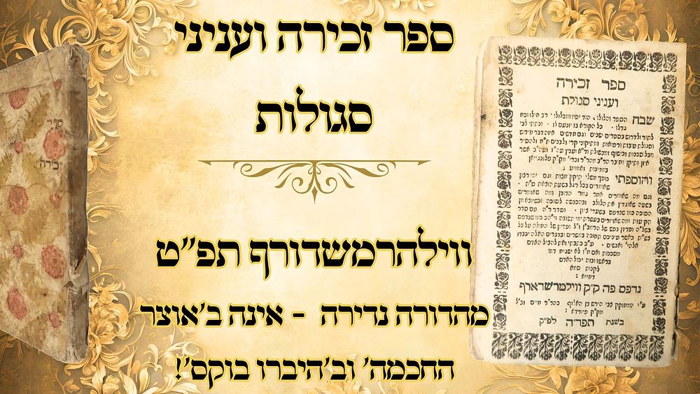 ספר זכירה ועניני סגולות, על ענייני כשפים ועוד, ווילהרמשדורף תפ"ט – מהדורה נדירה! 
ספר זכירה 