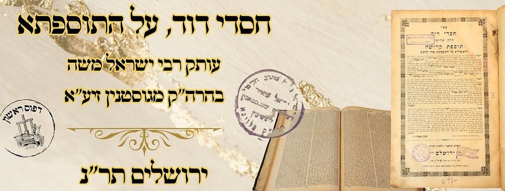 חסדי דוד, על התוספתא, ירושלים תר"נ, מהדורה ראשונה – עותק רבי ישראל משה בהרה"ק מגוסטנין זיע"א 