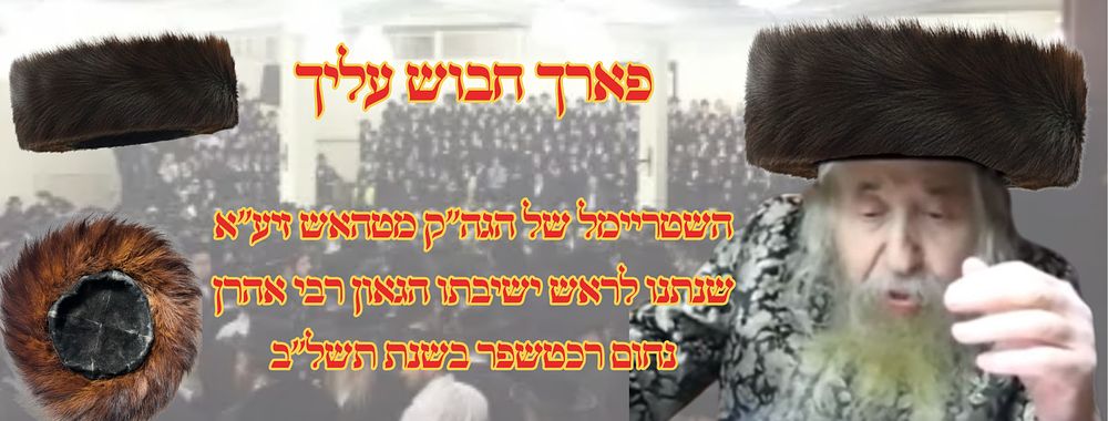 השטריימל של הגה"ק מטהאש זיע"א שנתנו לראש ישיבתו הגאון רבי אהרן נחום רכטשפר בשנת תשל"ב 