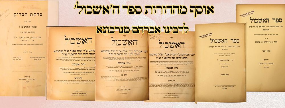 אוסף מהדורות ספר ה'אשכול' לרבינו אברהם מנרבונא 
האשכול, עם פי' נחל אשכול, ג' חלקים 