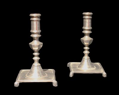 Anonymous Spanish - Pair of Candlesticks. Vitoria (Spain) 19th century. Pair of steel candlesticks