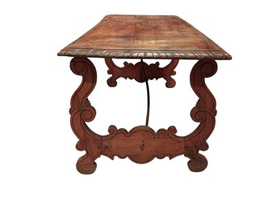 Anonymous Spanish 19th century - Lyre table. Spain, 19th century. Spanish table with decoration on