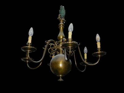 Anonymous Spanish circa 1960/70 - Ceiling lamp, ca. 1960/70s. Metal ceiling lamp, 6 lights, circa
