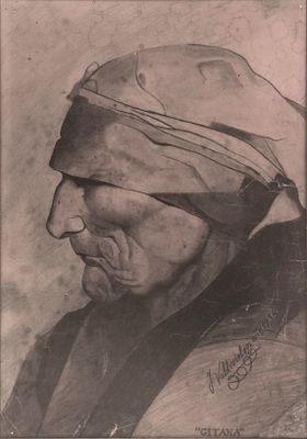 J. Valdivielso (20th century) - J. Valdivielso (20th Century) Gypsy. Black pencil on paper with a