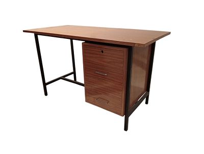 Office desk c. 1969. Office desk made around 1969. Black polychrome iron structure with square