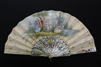 Anonymous 19th century European - European fan c. 1840/1860. Max. dimension 56.4 cmTotal height 32