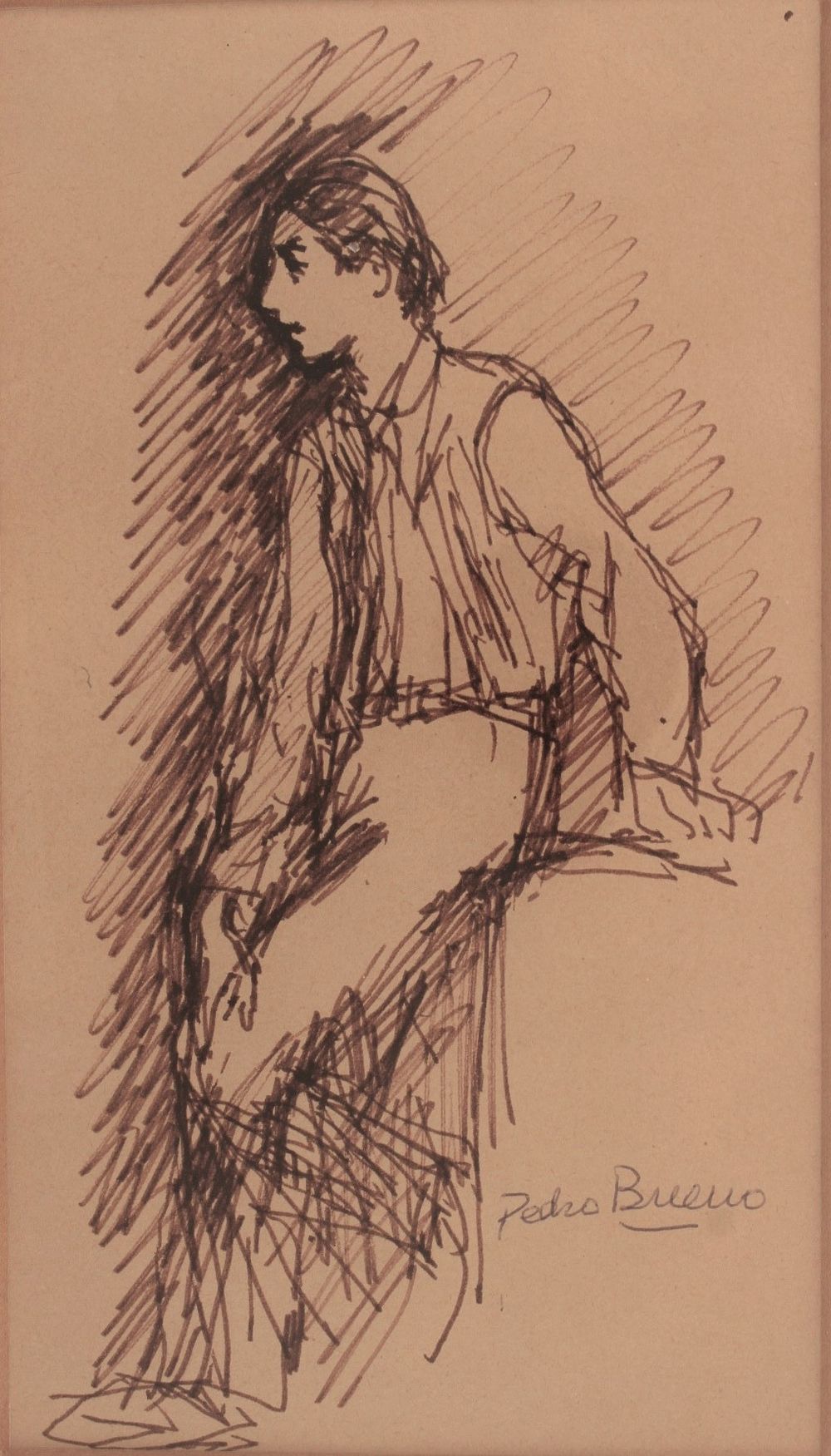 Pedro Bueno Villarejo (Villa del Rio 1910 - Madrid 1993) Young man. Original study for a young 