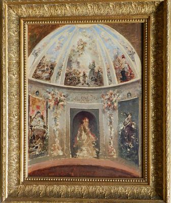 Chapel project - Eulogio Oliva (Palencia 1852 - Villaconejos 1925). Original painting created 