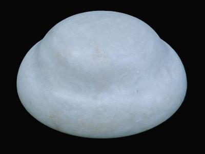 Tulip lamp, circa 1980. Ceiling light made of translucent alabaster. No marks, scratches, or 