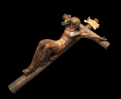 Anonymous Spanish ca. 1950/60 - Christ crucified. Sculpture made of unpolychromed carved wood 
