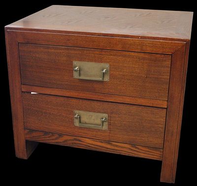 Auxiliary furniture - Anonymous 20th century. Quadrangular shaped side cabinet with two drawers 