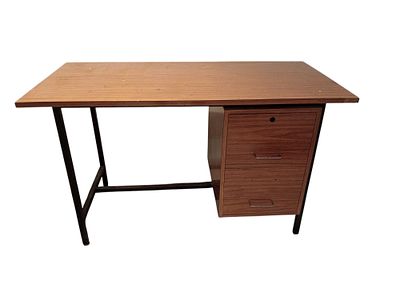 Office desk c. 1969. Office desk made around 1969. Black polychrome iron structure with square 