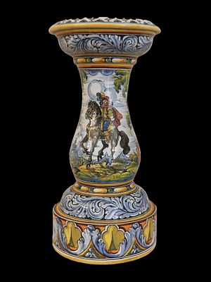 Ceramic pedestal, Talavera (Spain) XX century. Stand to receive a large vase or vase in Spanish 