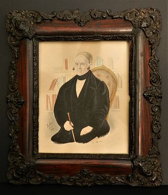 Julien (19th century French or Spanish school) - Portrait of a Seated Man (1859). Gouache 