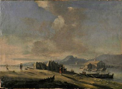 Anonymous Dutch 18th century - Landscape. Oil on canvas. 
Anonymous Dutch of the XVIII century. 