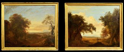 Anonymous European, c. 1840 – Conde de la Cortina, Mexico – Pair of Landscapes. Pair of romantic 
