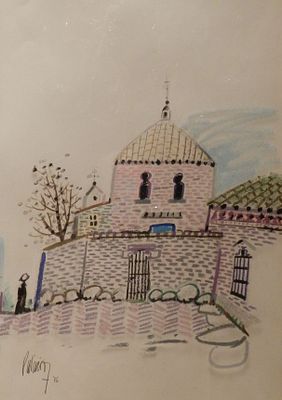 Pascual Palacios Tardez (Madrid, 1920-1994) - Rural architecture (1976). Signed in the lower 