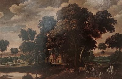 Attributed to Isaac van Oosten. Flemish landscape. Painting attributed to the Flemish artist 