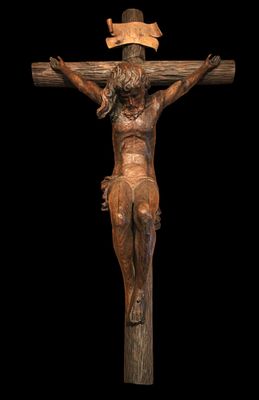 Anonymous Spanish ca. 1950/60 - Christ crucified. Sculpture made of unpolychromed carved wood 