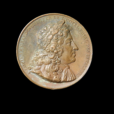 Visit of Charles X of France to Les Invalides. Bronze; diam.: 38.5 mm; 32 gr. 
A LOUIS LE GRAND 