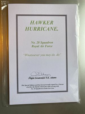 RAF, Signed Commemorative Card, No. 28 Squadron (SEAC), WWII Era