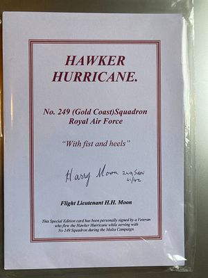 British RAF, Signed Commemorative Card, No. 249 (Gold Coast) Squadron, WWII Malta Campaign