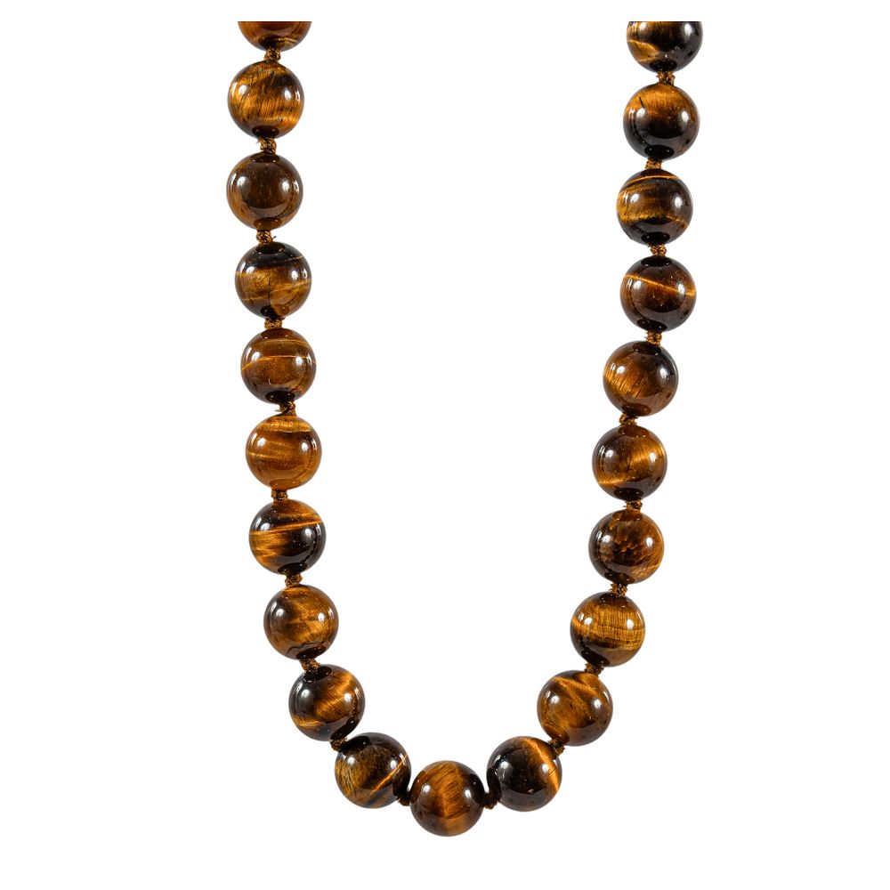 Collar de cuentas de ojo de tigre con cierre en oro. Collar de cuentas de ojo de tigre con 