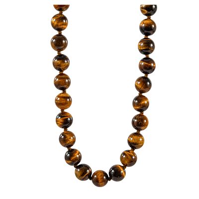 Collar de cuentas de ojo de tigre con cierre en oro. Collar de cuentas de ojo de tigre con 