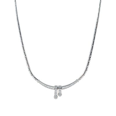 Gargantilla articulada en oro blanco con centro y doble barra de diamantes. . Gargantilla 