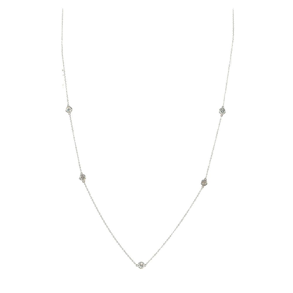 Gargantilla en oro blanco con diamantes. Gargantilla en oro blanco con chatones de diamante 