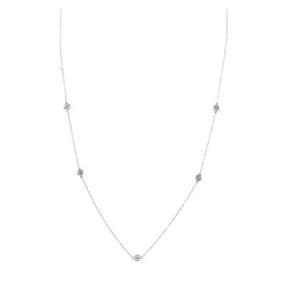 Gargantilla en oro blanco con diamantes. Gargantilla en oro blanco con chatones de diamante 