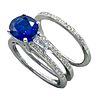 Sortija doble en oro blanco con zafiro azul "Royal Blue" y diamantes. . Sortija doble en oro Image - 1