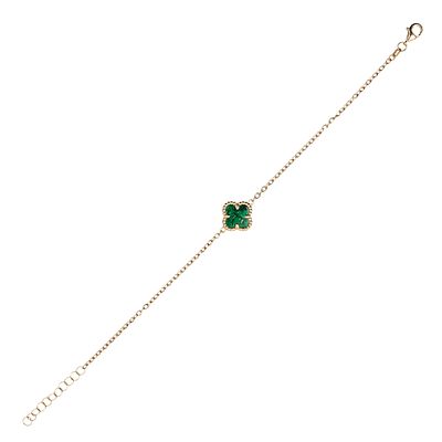 Pulsera estilo Van Cleef en oro y malaquita. 3 gr. 19 cm.