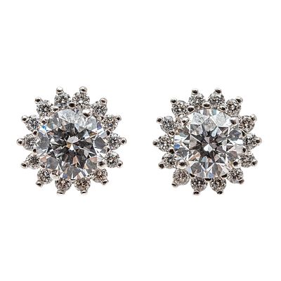 Pendientes roset&oacute;n en oro blanco con diamantes. Pendientes roset&oacute;n en oro blanco con diamantes 