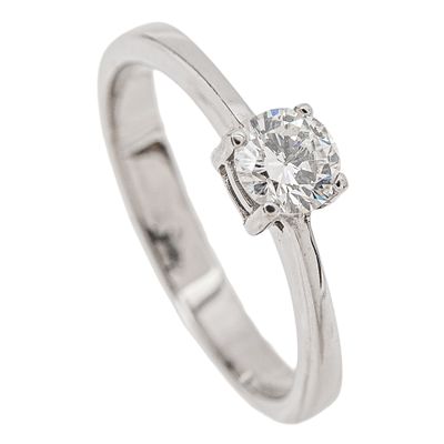 Sortija solitario en oro blanco con diamante. Sortija solitario en oro blanco con diamante 