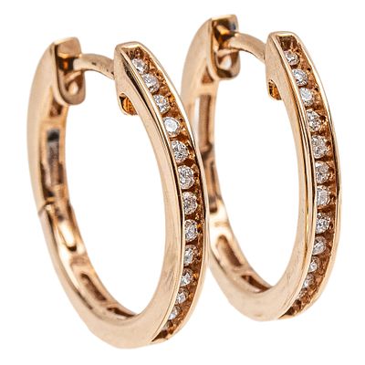 Pendientes criolla en oro rosa con diamantes. . Pendientes criolla en oro rosa con diamantes 