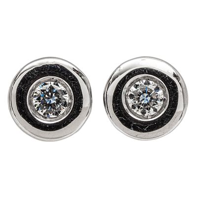 Pendientes en oro blanco con diamante. Pendientes en oro blanco con chat&oacute;n de diamante talla 