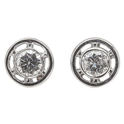 Pendientes en oro blanco con diamante. Pendientes en oro blanco con chat&oacute;n de diamante talla 