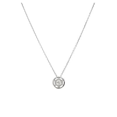 Gargantilla en oro blanco con diamante. Gargantilla en oro blanco con chat&oacute;n de diamante talla 